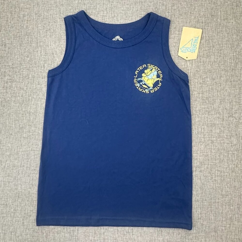 NEW! Thereabouts Boys Crew Neck Tank Top S/8 Cotton Blend Navy Blue Later Skater